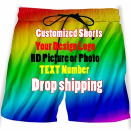 Custom 3d Print Shorts Male DIY Design Your Own Beach Casual Unisex Summer Street Sports Hip Hop Customized S 6XL 220706