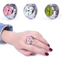 vintage cluster ring NZ - Cluster Rings Vintage Punk Finger Watch Mini Elastic Strap Alloy Watches Couple Jewelry Clock Retro Roman Quartz Ring Women GirlsCluster