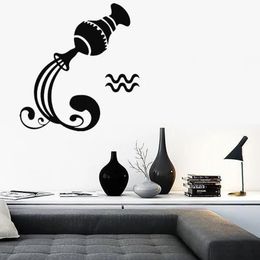 Wall Stickers Bottle Sticker Astrological Decal Zodiac Symbol Sign Home Decoration Aquarius Bedroom Decor Wave Removable Art Mural