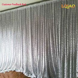 Curtain & Drapes 8x10ft Silver Sequin Backdrop Baby Shower/Dance Team Pography Background For Birthday Party Wedding BackgroundCurtain