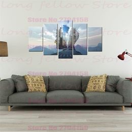 Abstract Landscape Picture for Bathroom Hallway Modern Home Decorations 5 Pieces Wall Art Canvas Print Artwork Art Drop Shipping T200608