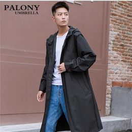 PALONY Long Men Rain Coat Clothes Waterproof EVA Mantle Rain Coat Outdoor Travel Raincoat Hooded Rain Coat 210320