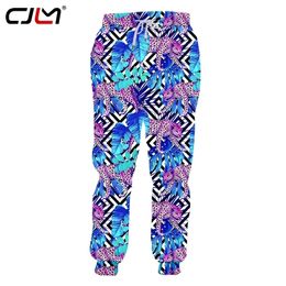 CJLM Fashion Stripes Men's Pants 3D Big Size Custom Printed Blue leaf leopard Trousers Man Casual Sweatpants 5XL 220613