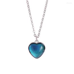 Pendant Necklaces Korea Fashion Temperature Change Color Necklace Heart-shaped For Woman Pendulum Jewelry WholesalePendant