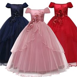 Children Wedding Dress Girls First Holy Communion Formal Long Gown Appliques Lace Princess Party Prom Dresses for 6-14yrs 220426