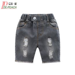 DE PEACH Children Cotton Holes Jeans Shorts For Boys Summer Fashion Short Pants Baby Boys Denim Shorts For Kids Clothes 2-6Y 220707