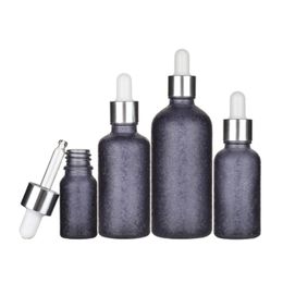 Packing Glass Bottle Cracked Ice Pattern Essential Oil Dropper Vials Refillable Portable Cosmetic Packaging Container 5ML 10ML 15ML 20ML 30ML 50ML 100ML