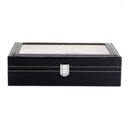 Watch Boxes & Cases Slots Box PU Leather Luxury Case Holder Organiser Storage For Watches Men Glass Top JewelryWatch Hele22