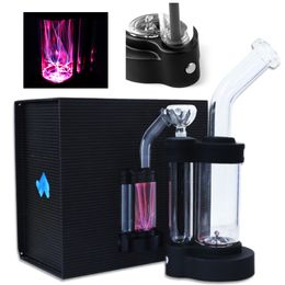 Cool Led Plasma Hookahs 12 Inch Glass Bongs 14mm Joint Water Pipes 5mm Thick Oil Dab Rigs With Bowl Retail Box