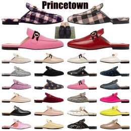 Lady Mules Designer Slippers Princetown Loafers Genuine Leather Sandals Soft Cowhide Lazy Women Casual Shoes Metal Chain Shoe Lace Velvet