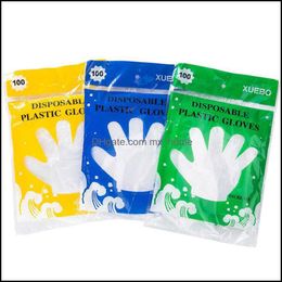 Disposable Food Grade Gloves 100Pcs/Bag Transparent Thickened Beauty Housekee Health With Colorf Retail Drop Delivery 2021 Kitchen Supplies