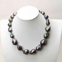 -Wirklich riesige natürliche Perle schwarze Barock Perlenkette Halskette Halskette Lange Halskette 45/50/55 AA für Girl Geschenkparty Schmuck NT2A H220426