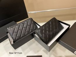 Wholesale Luxury designer Ladies Zipper Wallets Women Card Holder Long sheep leather Tri-fold short clutch wallet lady classical caviar purse with box many styles