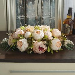 Decorative Flowers & Wreaths Custom Luxury DIY Wedding Decor Table Flower Runner Artificial Row Arrangement Centrepieces Rose Peonies Green