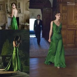 New Fashion Hunter Green Simple Prom Dress Spaghetti Straps V Neck Satin Floor Length Pleats A Line Formal Evening Gowns Party Dress Custom Made
