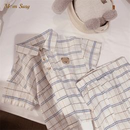 Baby Boy Girl Clothes Set Plaid Shirt Shorts Cotton Summer Infant Toddler Child Clothing Outfit Short Sleeve 1 5Y 220620