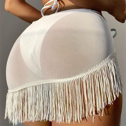 Women's Swimwear Women Ruffle Trim Sheer Beach Skirt Cover Up Lace Wrap Bikini Shiny Wraps Ups For Button UpWomen's