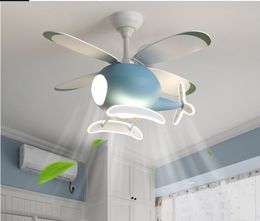 Modern simple fan lamp ceiling Chandeliers copper motor living room bedroom dining room creative children's
