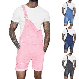 est Men Denim Bib Workwear Fashion Denim Jumpsuit with Pocket Jumpsuits Rompers 210318