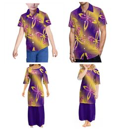 family matching outfits mom and son NZ - Polynesia Samoa Puletasi Dad Mom Baby Boys Girls Clothes Father Son Shirt Set Mother And Daughter Dresses Family Matching Outfit 220706