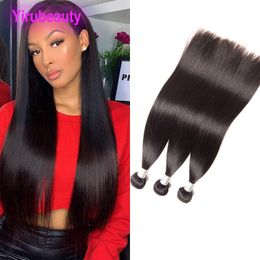 Brazilian Human Hair 3 Bundles Straight Peruvian Indian Malaysian Virgin Hair Extensions Double Wefts 10-30inch