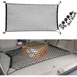 car trunk net Canada - Car Organizer Trunk Nets 110 X 60 Cm Elastic Strong Nylon Cargo Luggage Storage Net Mesh With Hooks For Van Pickup SUV MPV