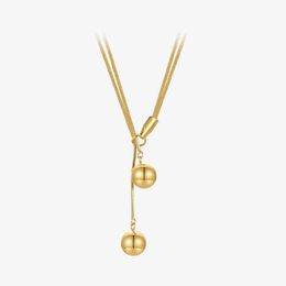 Pendant Necklaces Stainless Steel Necklace Gold Color Double Ball Fashion Jewelry Collares Para Mujer Gift 220427