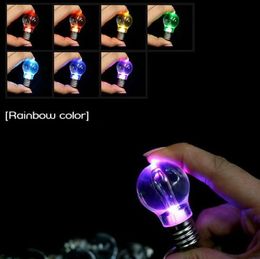 LED Light Bulbs Keychain Pendant Spiral Colourful Gradient Lights Bulb KeyChain Creative Gifts keyring