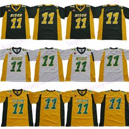 A3740 NCAA NDSU Bison 11 Carson Wentz Jersey Yellow Green White North Dakota State College Football Jerseys Top Quality IN STOCK