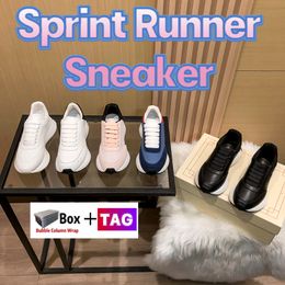 Designer Sprint Runner Sneaker Running Shoes Nappa Leather Satin twill Fashion Women Sneakers Pink Black Embossed Navy Red Triple White ladies Trainers