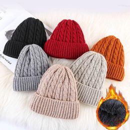 Beanie/Skull Caps Mohair Women Hat Winter Plus Plush Thick Warm Beanie Solid Colour Soft Twist Crochet Cap Outdoor Lady Bonnet Ski Hats Delm2