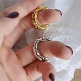 Fashion All-Match Bamboo Irregular Ring Gold-Plated Curve Three-Dimensional Mens And Womens Tide Brand Jewelry Accessories