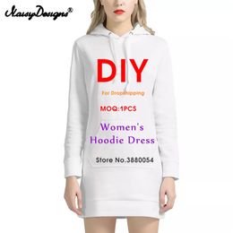 Noisydesigns Customise Women Hoodies Dress Luxury Long Sleeve Winter Tunic Oversized 4XL Sweatshirt Pockets Pullover Jumper 220616