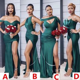 Sexy Turquoise Green Side Split Bridesmaid Dresses Long Maid Of Honour Dress Mermaid Wedding Guest Evening Dress Formal Gowns 2022