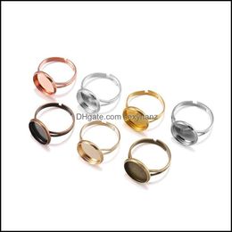 Cluster Rings Jewellery Adjustable Blank Ring Base Fit Dia 10Mm Stone Glass Cabochons Cameo Settings Tray Diy Making Dh0Bf