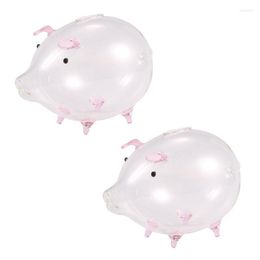 Watch Bands 2X Pig Piggy Bank Money Boxes Coin Saving Box Cute Transparent Glass Souvenir Birthday Gift For Children Kids-Pink Hele22