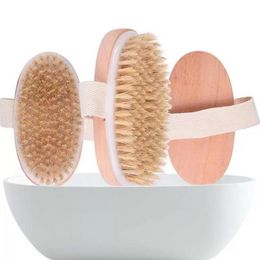 Bath Brush Dry Skin Body Soft Natural Bristle SPA The Brushes Wooden Bathing Shower SPA Brushs Without Handle FY5034 B0804