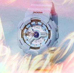 Mens Womens Sports Quartz Men's Women's Digital Watch World Time LED Cold Light Dual Display Dweller Full Funtional Rubber Belt montre de luxe Wristwatches gifts
