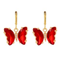 Dangle & Chandelier Simple Cute Butterfly Drop Earrings For Women Luxury Charming Colourful Crystal Earring Fashion Rhinestone JewelryDangle