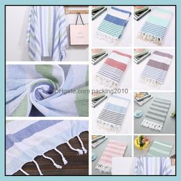 Other Bath Toilet Supplies Home Garden New Colorf Turkish Towel Striped Beach Towels Cotton Gift Spa Gym Yoga 100X180Cm 4924 Drop Delivery