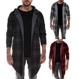 plaid shirt jacket Australia - Men's Jackets Autumn Fashion Men Plaid Print Long Sleeve Causals Hooded Shirt Coat Outwear Clothing RegulaMen's