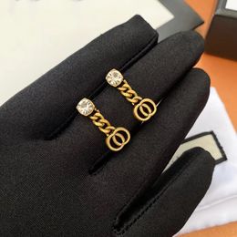 2024 2022 Latest Women 18K Gold Plated Luxury Brand Designers Letters Stud Geometric Famous Ladies Round Crystal Rhinestone Earring Wedding Party Jewerlry Best qua