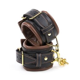 sexy Bondage PU Leather Handcuffs Ankle With Metal Chain For Fetish Bdsm Role Play Adults Game Choker,Erotic Accessory Beauty Items