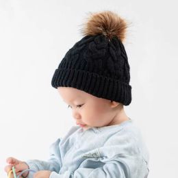 Autumn Winter Baby Kids Knitted Hat Skull Cap Girls Boys Twist Beanies Children Hats