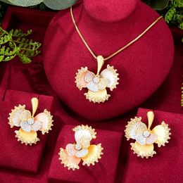 Earrings & Necklace Soramoore Luxury African Gold Flower Jewellery Sets Nigerian Wedding DUBAI Beads Bridal Ring TrendyEarrings &Earrings