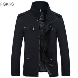 FGKKS Brand Men Jacket Coats Fashion Trench Coat Autumn Casual Silm Fit Overcoat Black Bomber Jacket Male 201128