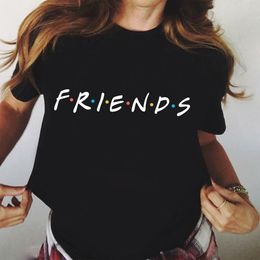 Summer Women Short Sleeve Leisure Top Tee Friends Letters Printing Black T Shirt Casual Ladies Female Shirts