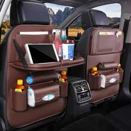 Car Back Seat Organiser Storage Bag with Foldable Table Tray Tablet Holder Tissue Box AutoBack SeatBag Protector Accessories WLL1438