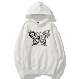 Women's Hoodies & Sweatshirts Fashion Graphic Women Cute Butterfly Shirt For Her Soft Cotton Oversized Floral