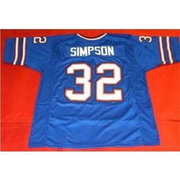 Chen37 custom Front and back mesh fabric BLUE OJ SIMPSON High quality full embroidery College Jersey sz s-4XL or custom any name or number jersey